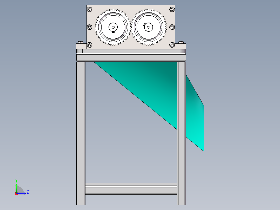 粉碎机带侧边漏斗左视图