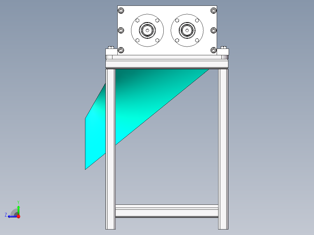 粉碎机带侧边漏斗右视图