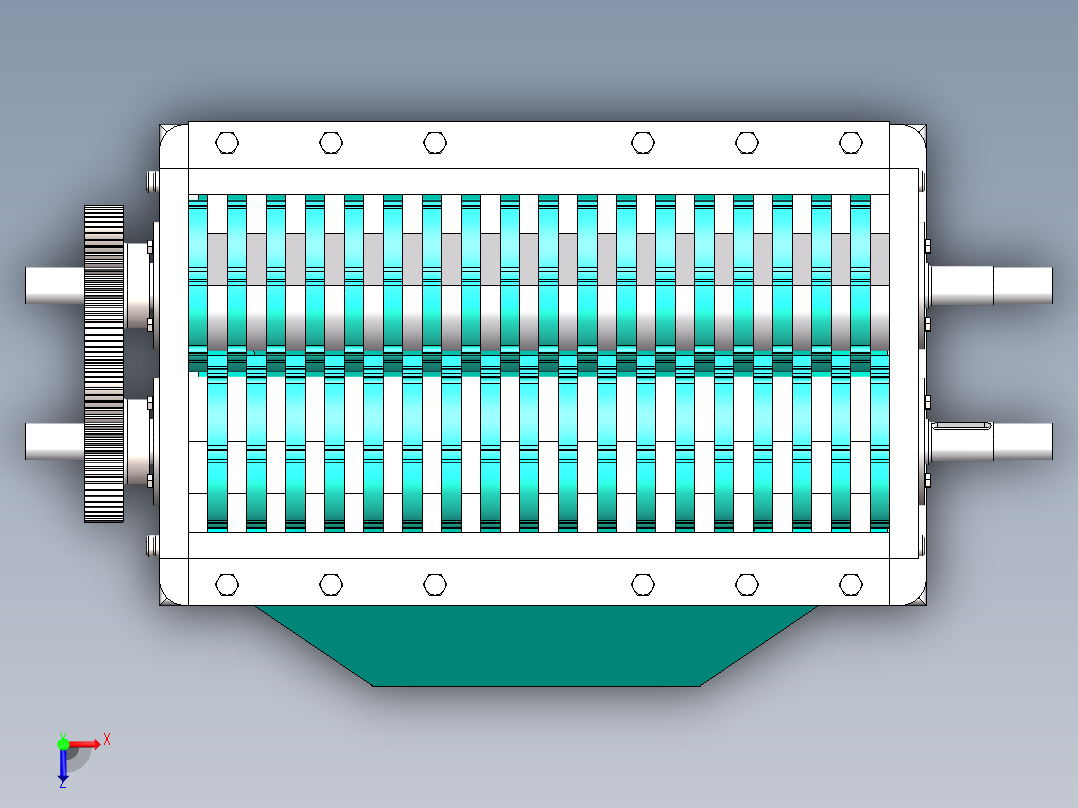 粉碎机带侧边漏斗俯视图