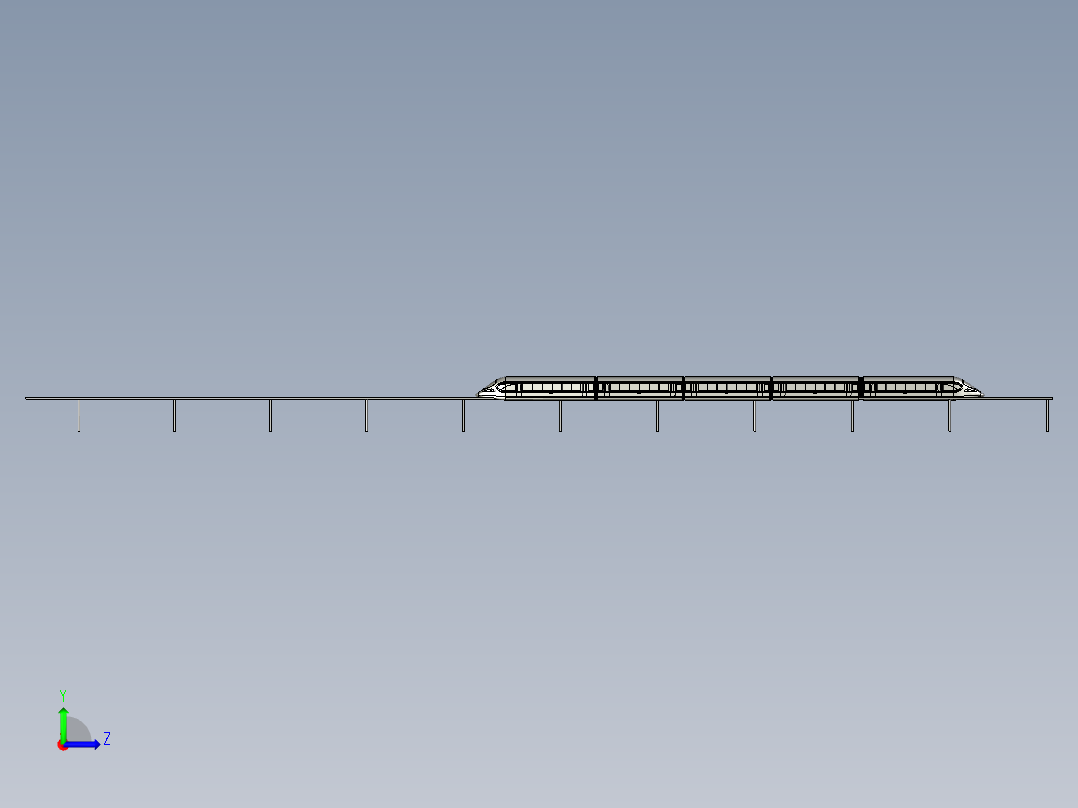 火车机车列车mag-adler-18310-模型格式为 stp左视图
