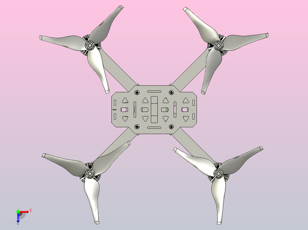 5英寸（FPV）四轴无人机结构3D图纸 STEP格式俯视图
