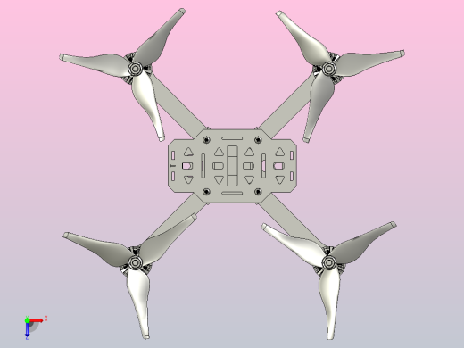 5英寸（FPV）四轴无人机结构3D图纸 STEP格式俯视缩略图