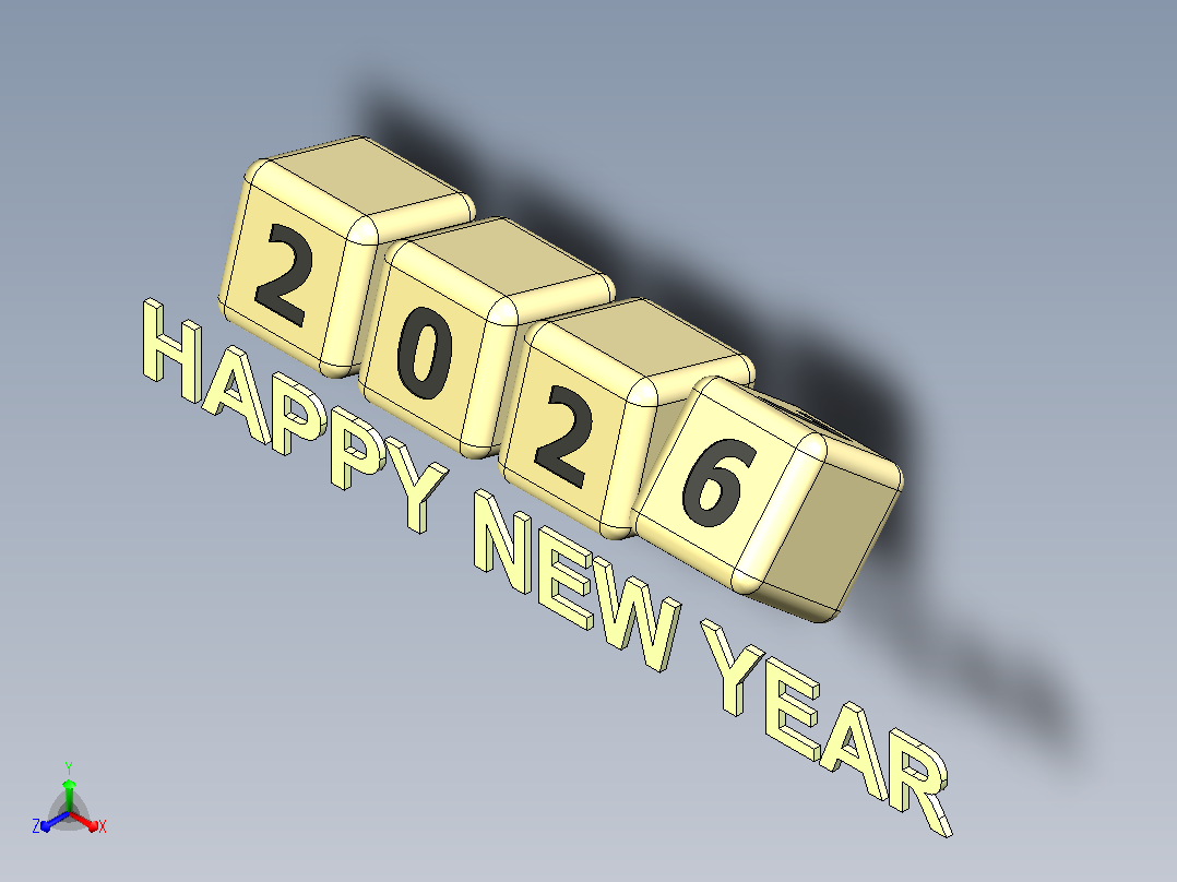 新年快乐正等轴测图