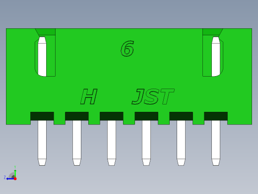连接器绿色JST XH 6针2.54 mm右视缩略图