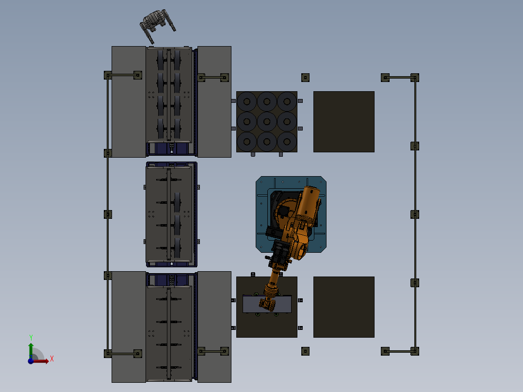 机器人自动上纱筒工作站sw16可编辑前视图
