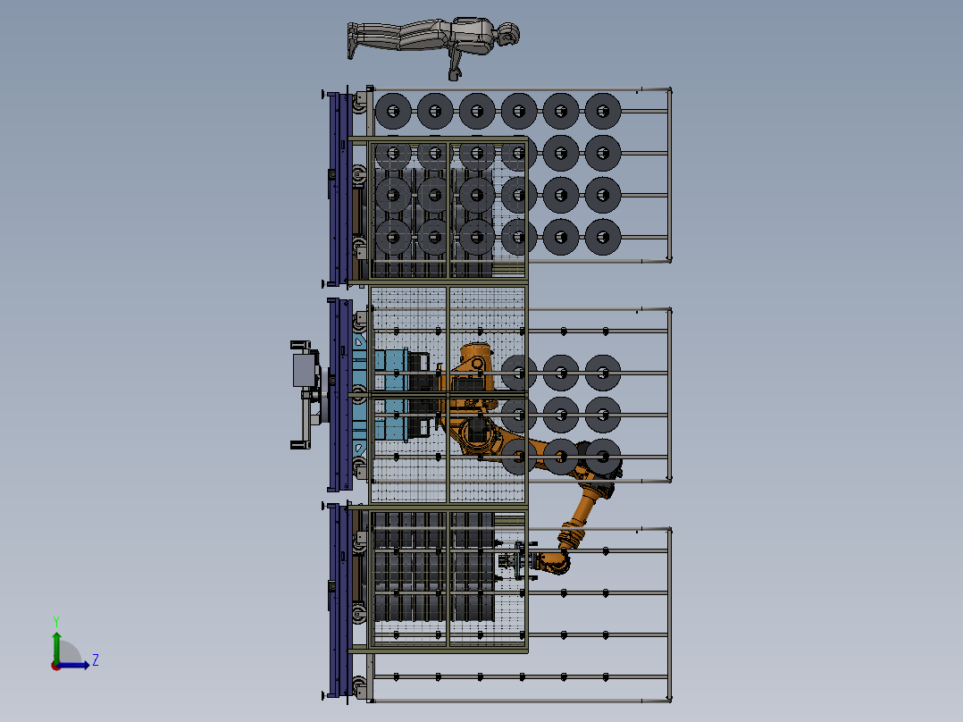 机器人自动上纱筒工作站sw16可编辑左视图