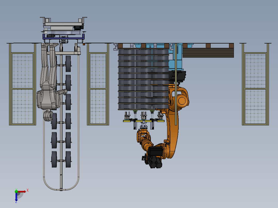 机器人自动上纱筒工作站sw16可编辑俯视图