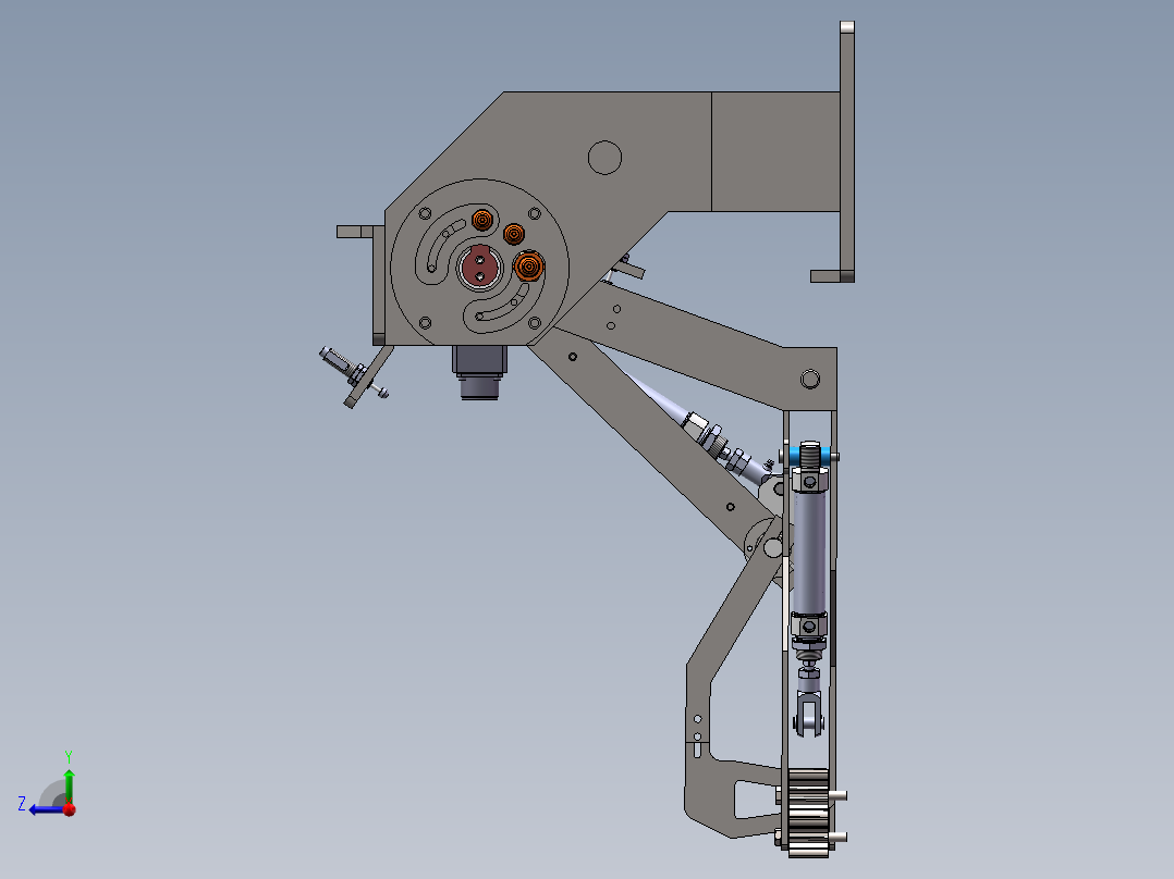 挑袋器3D数模图纸 Solidworks设计右视图