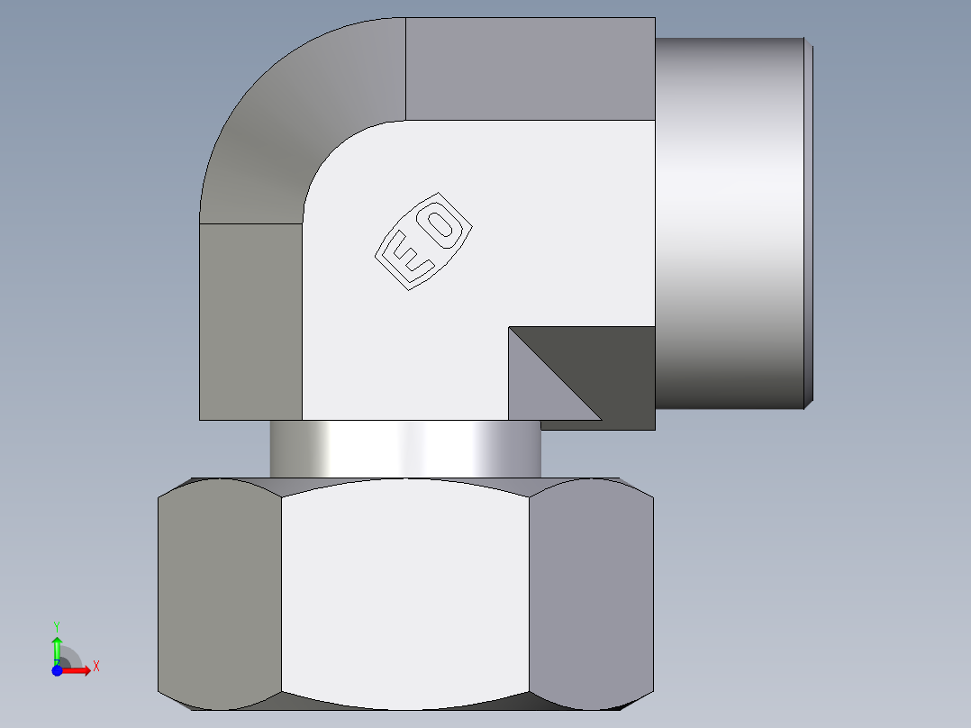 卡套式工业通用硬管接头EO_Standpipe_elbow_EVW38SOMDCF前视图