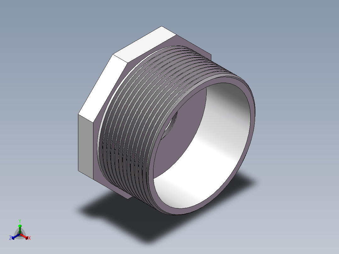 转接头-内外丝异径 DN50-DN15正等轴测图