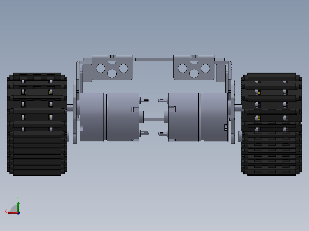 四轮履带坦克底盘模型后视图