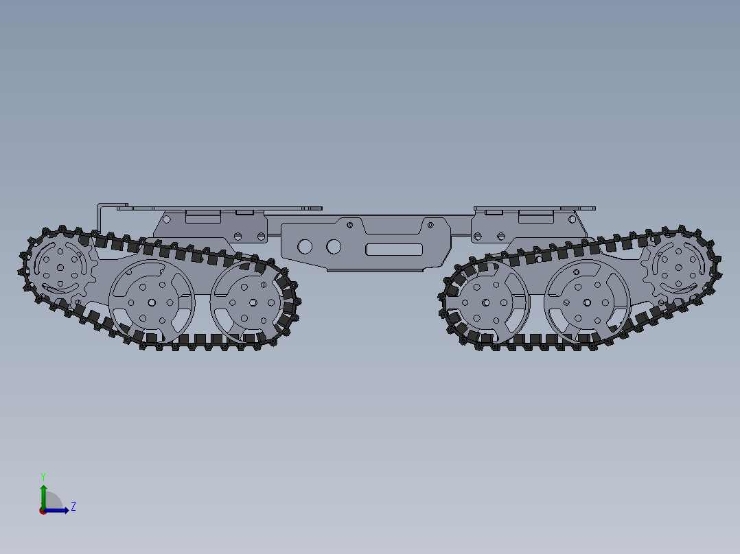 四轮履带坦克底盘模型左视图