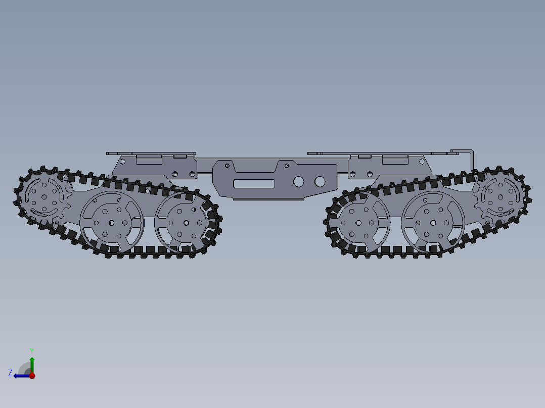 四轮履带坦克底盘模型右视图