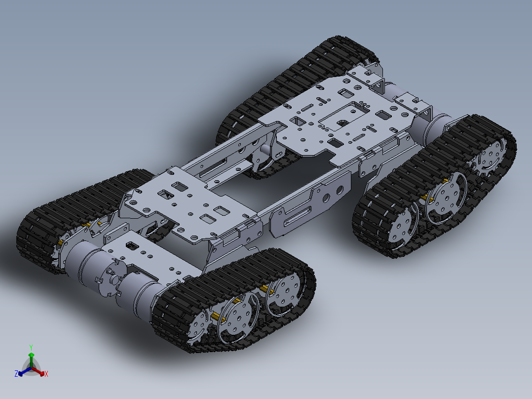 四轮履带坦克底盘模型正等轴测图