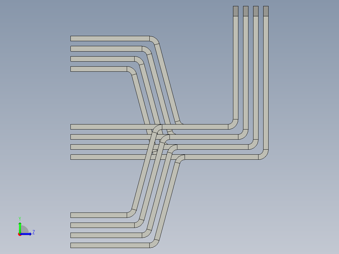 母线 E4.2 W 4000A 0.4kV 100x10x4 铜左视图