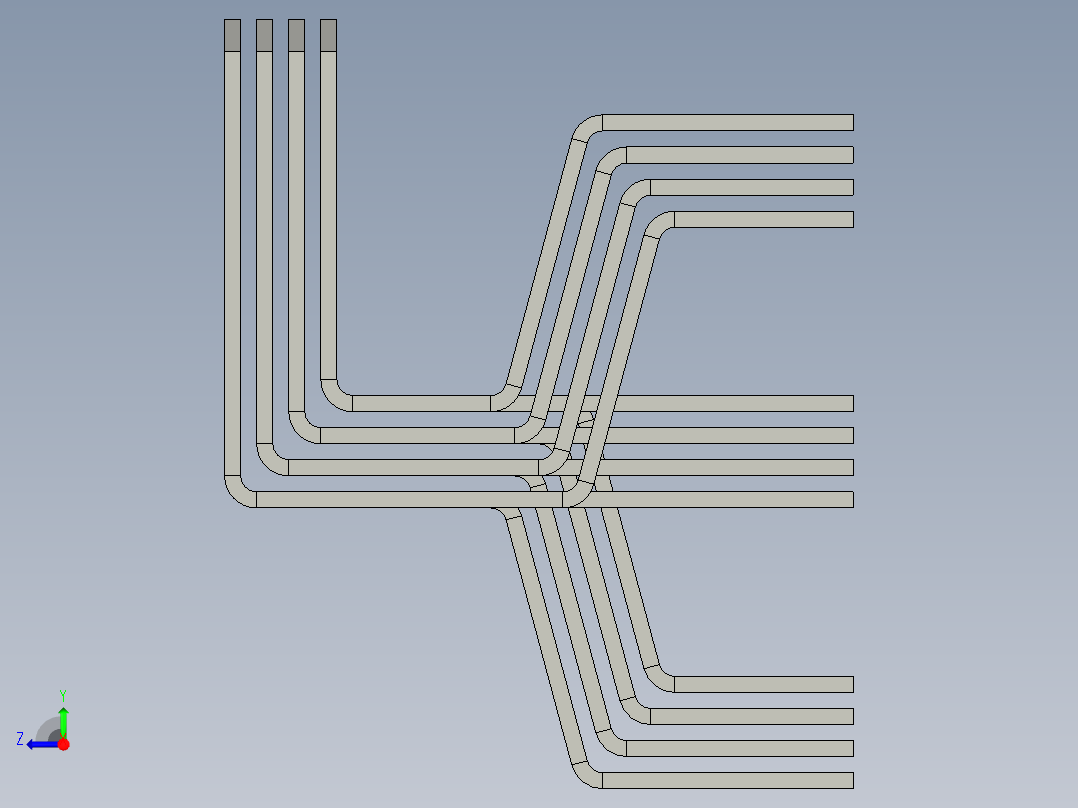 母线 E4.2 W 4000A 0.4kV 100x10x4 铜右视图