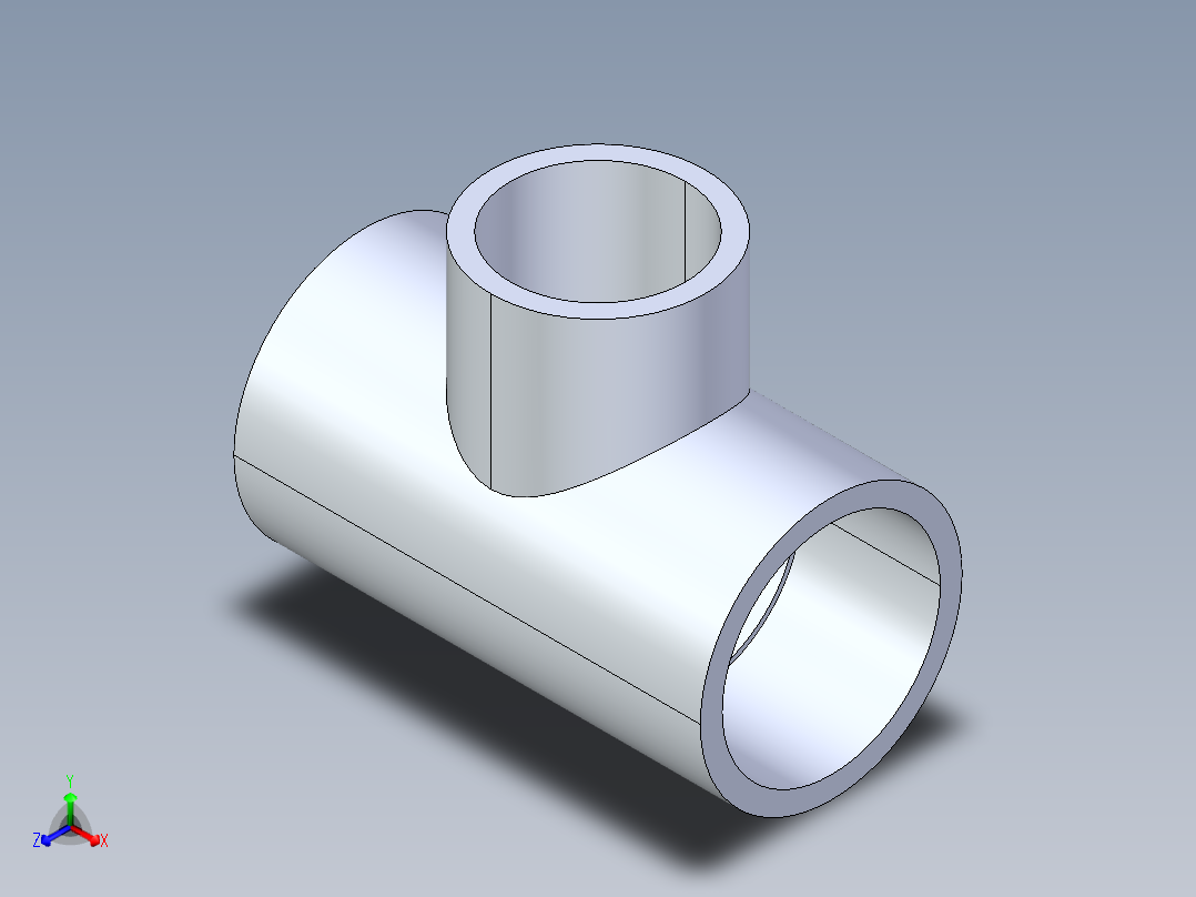 聚氯乙烯配件02-Sch80_ReducingTee_SxSxS_801-251_2in x 1.5in主视图