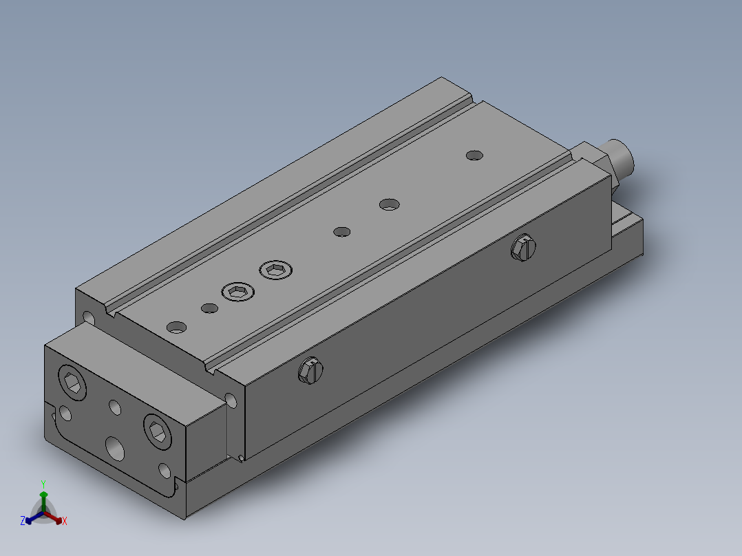 MXQ20 气动滑台（循环式直线导轨）双缸型[MXQ20A-75-ZB3]主视图