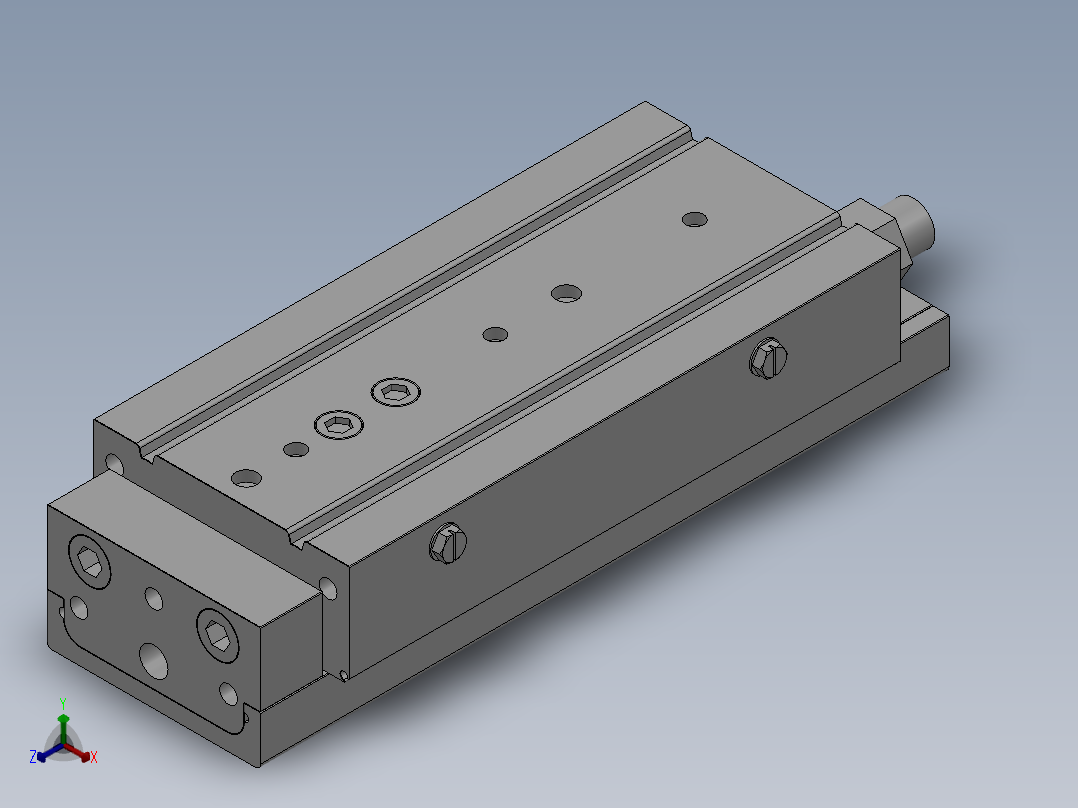 MXQ20 气动滑台（循环式直线导轨）双缸型[MXQ20A-75-ZB3]正等轴测图