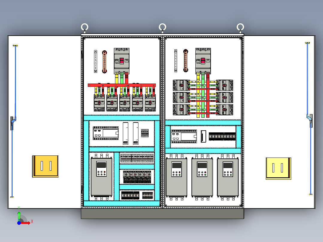 双柜组装630Aplc软启动控制柜前视图