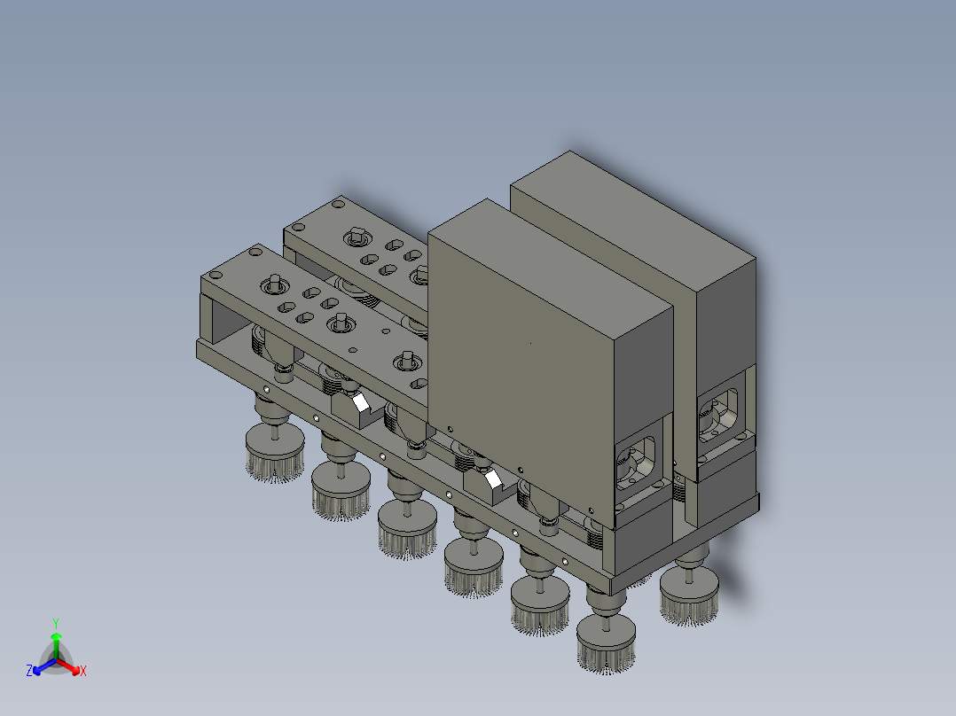 打磨头动力装配体正等轴测图
