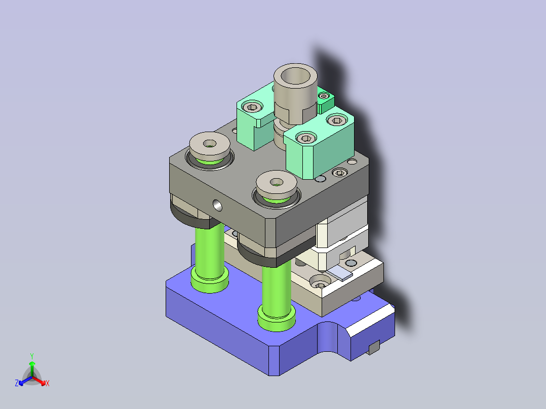 雨刮片冲缺口模具正等轴测图