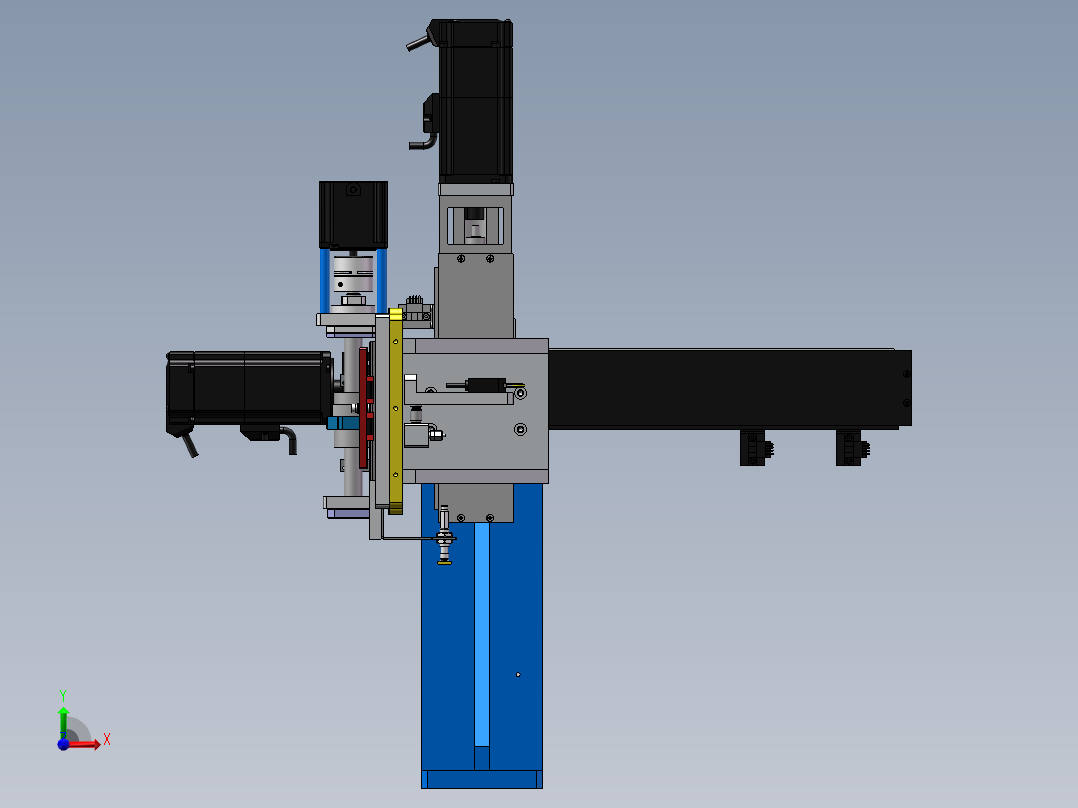 可变间距取料机械手 XY排片机构sw2018前视图