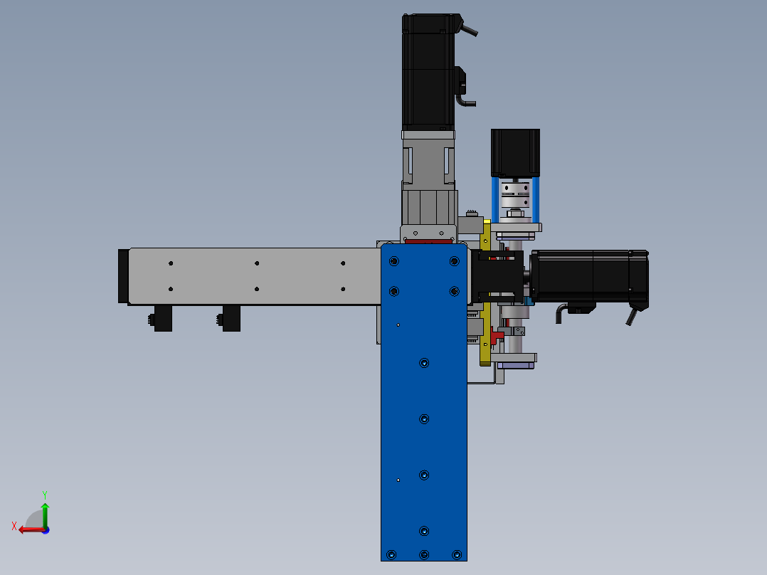 可变间距取料机械手 XY排片机构sw2018后视图