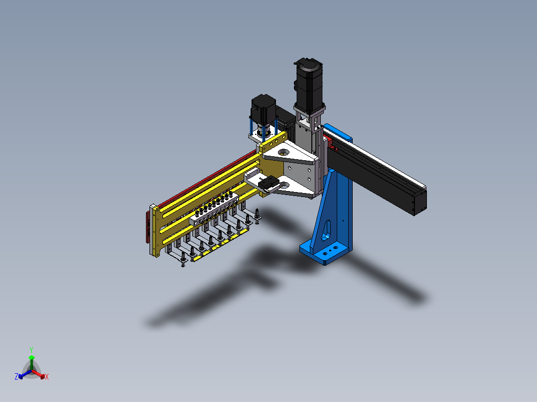 可变间距取料机械手 XY排片机构sw2018正等轴测图