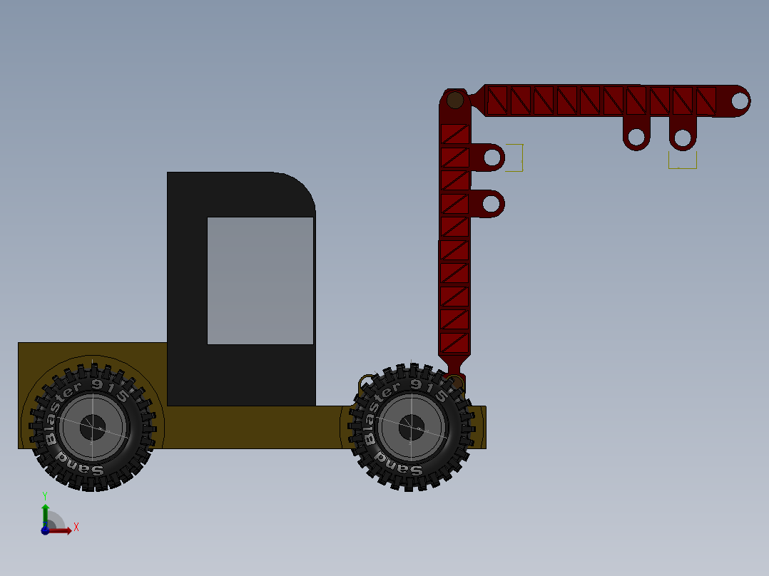 老式的挖掘机前视图