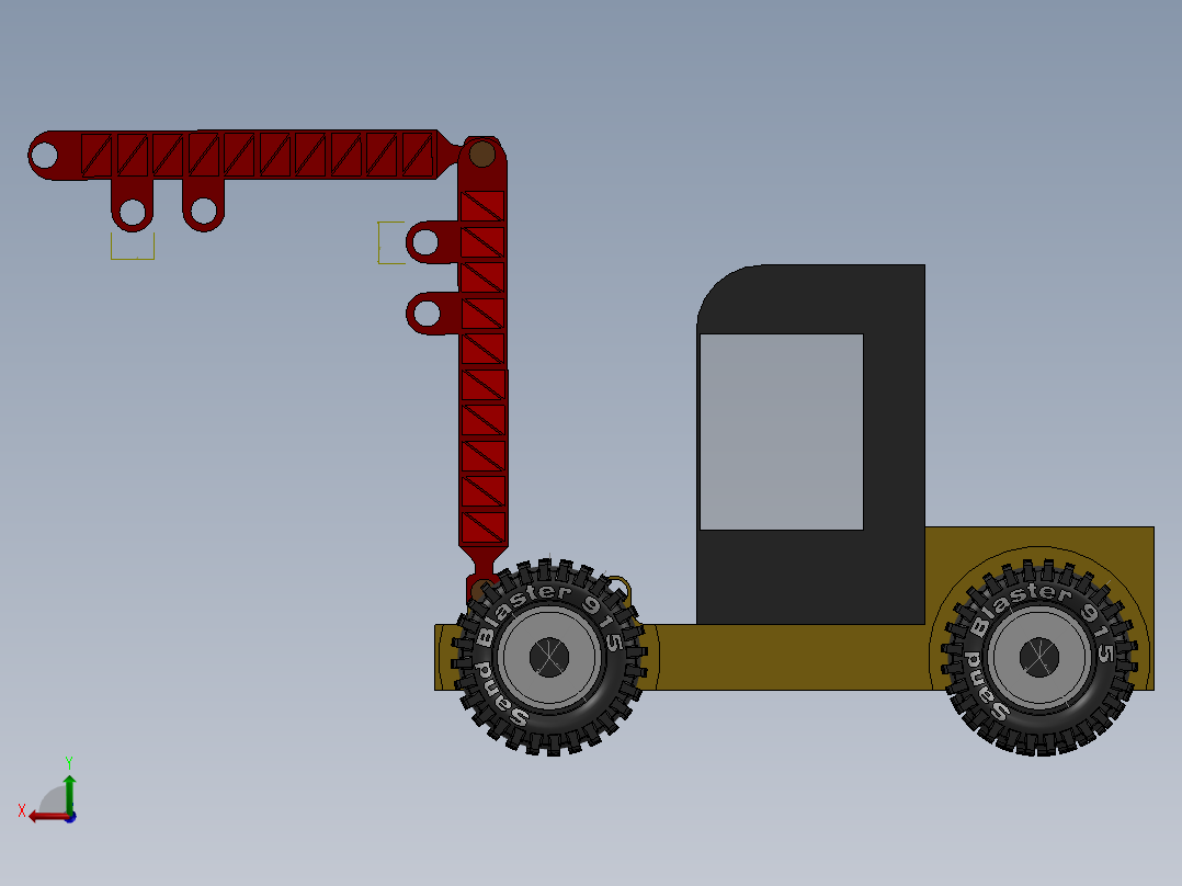 老式的挖掘机后视图