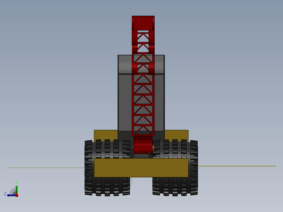 老式的挖掘机右视图