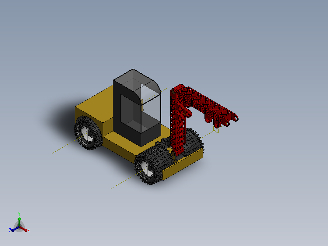 老式的挖掘机正等轴测图