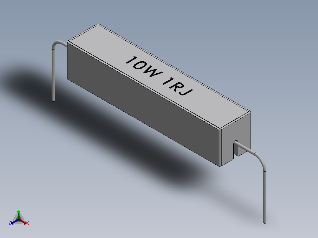 电容器 二极管 电阻器-Resistor 1 Ohm 10 Watt正等轴测图