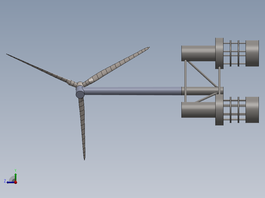 海上风力发电机右视图