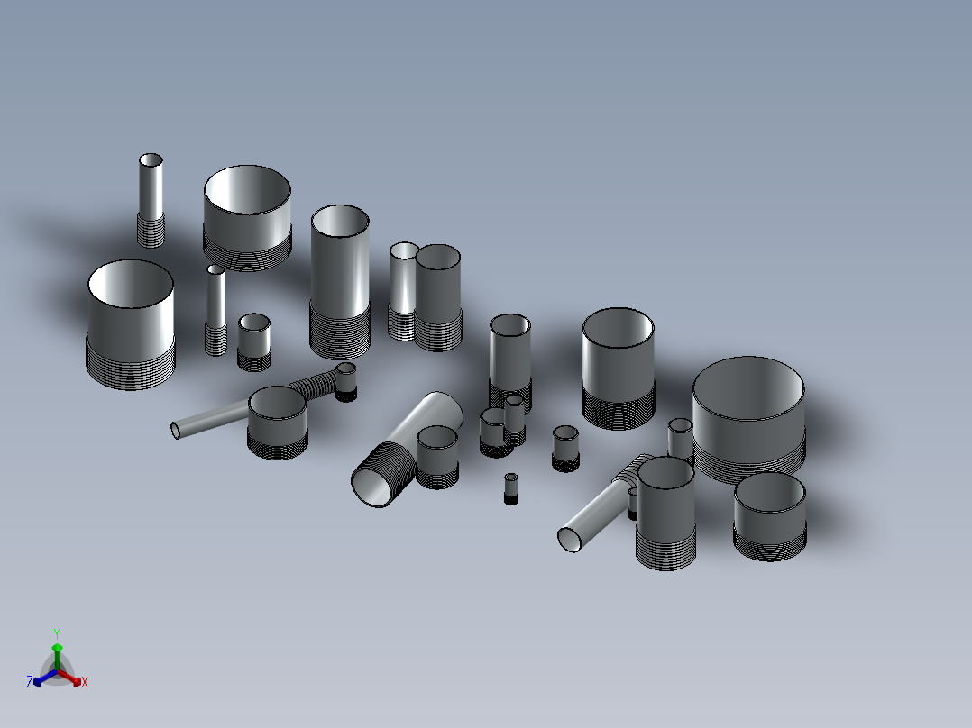 半螺纹接头正等轴测图