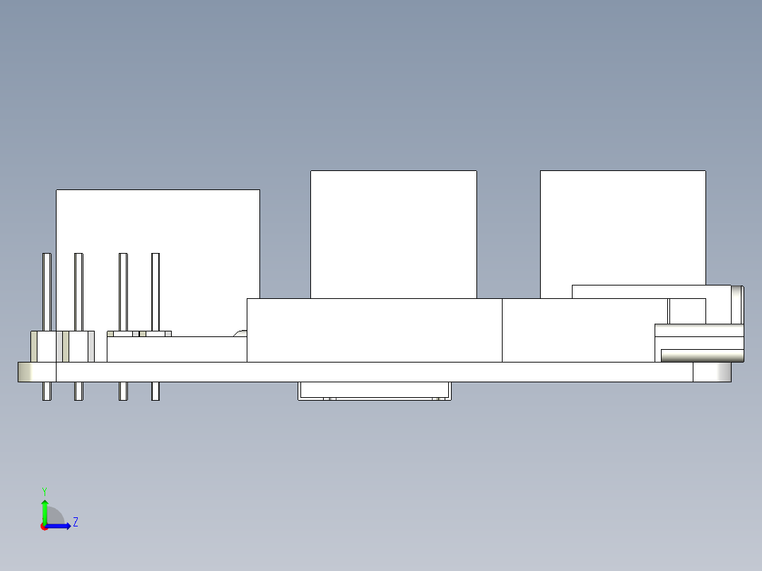 Raspberry Pi 4 - 简化单固体左视图