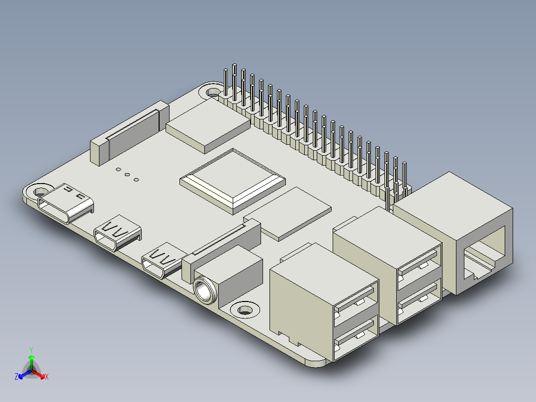 Raspberry Pi 4 - 简化单固体正等轴测图