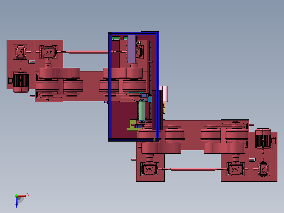 双头旋切收口机俯视图