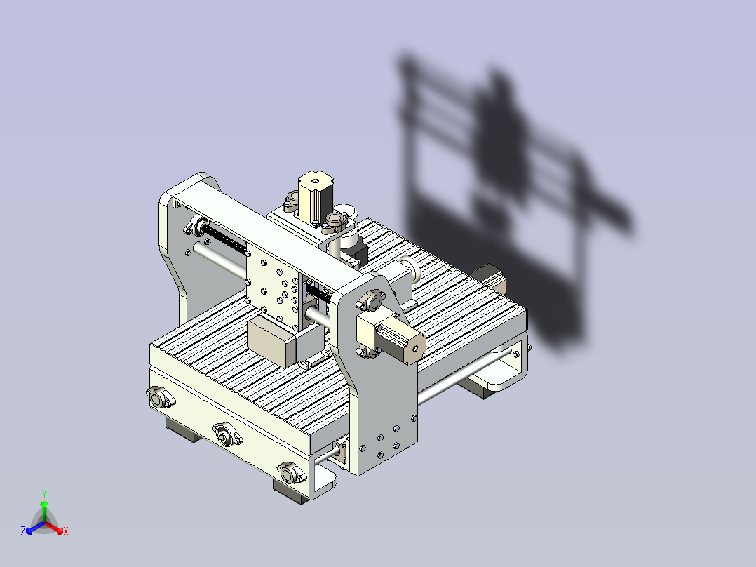 4轴铣床3D图纸模型主视图