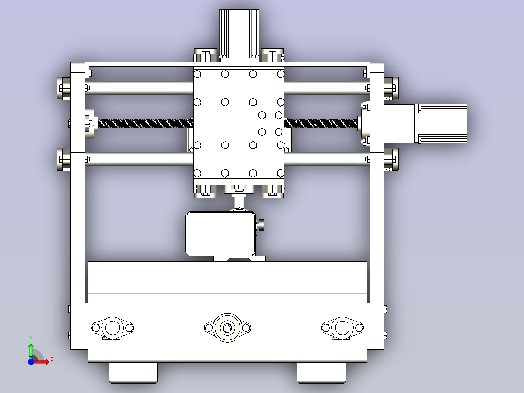 4轴铣床3D图纸模型前视图