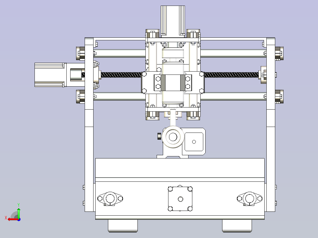 4轴铣床3D图纸模型后视图