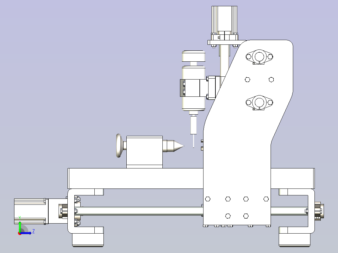 4轴铣床3D图纸模型左视图