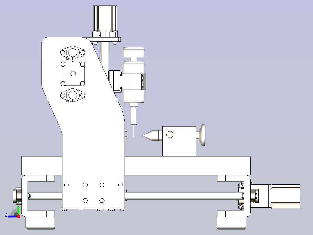 4轴铣床3D图纸模型右视图