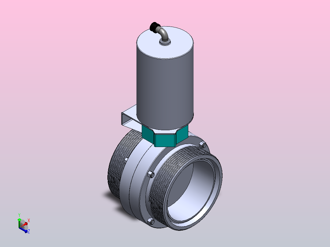 DDQX-03螺纹式气动蝶阀[DDQX-03-DN125]主视图