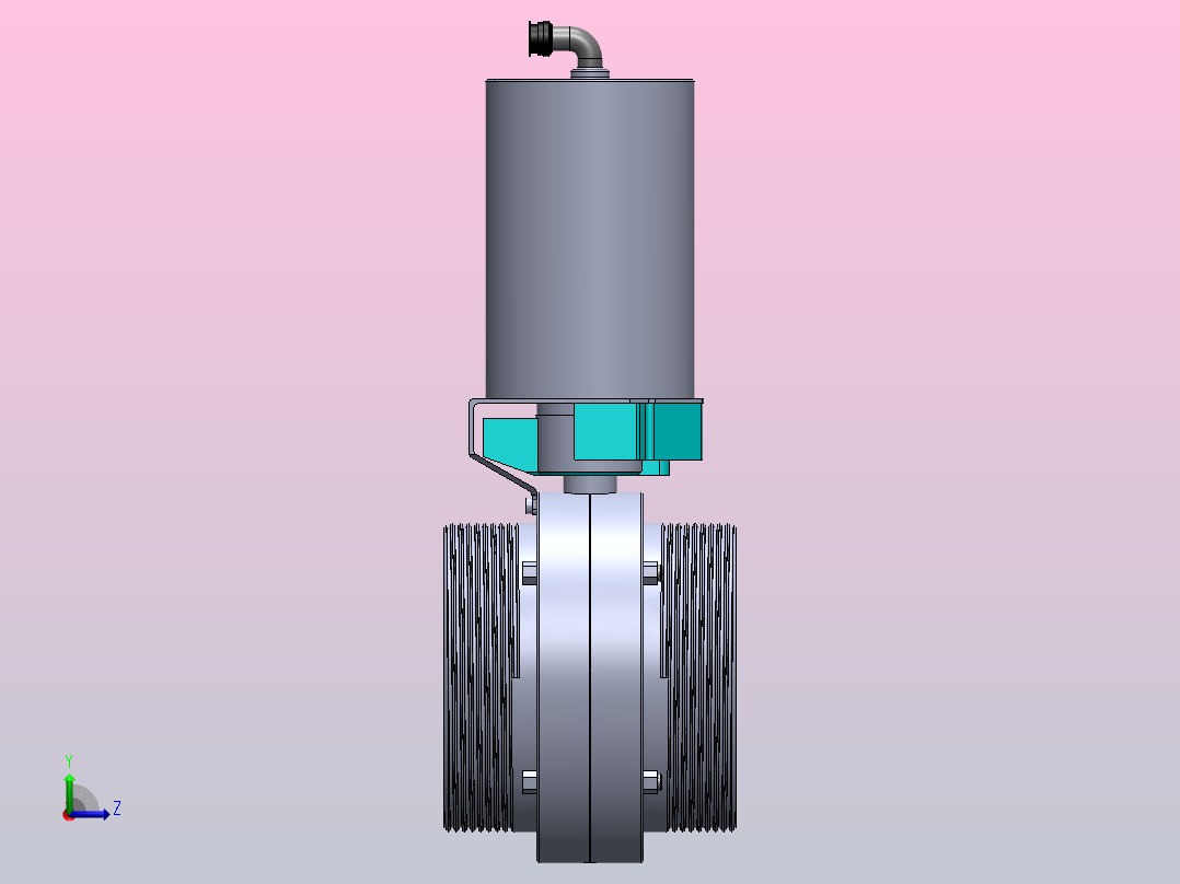 DDQX-03螺纹式气动蝶阀[DDQX-03-DN125]前视图