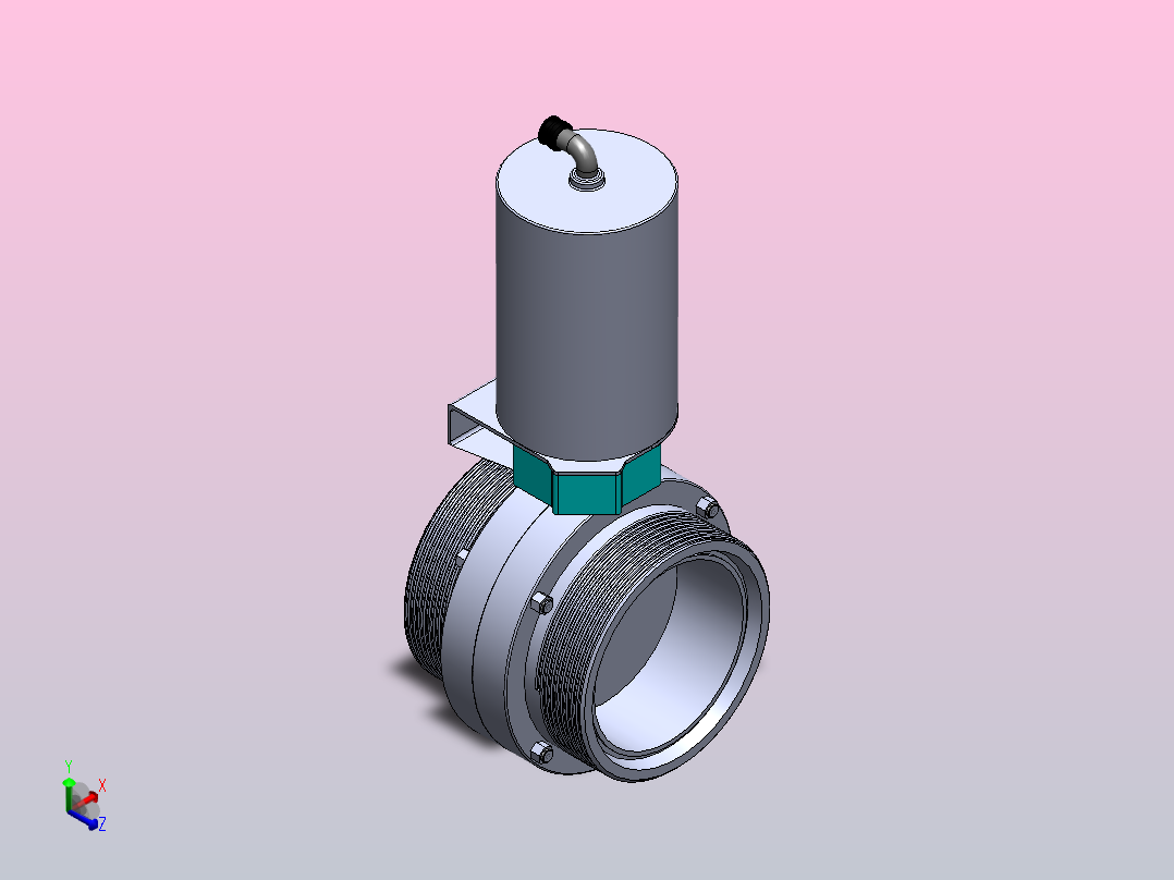DDQX-03螺纹式气动蝶阀[DDQX-03-DN125]正等轴测图