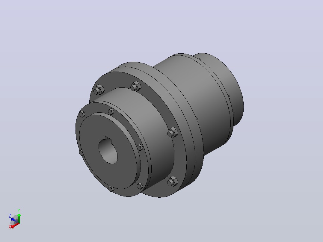 GCLD型鼓形齿式联轴器_GCLD1联轴器  25×62／J1  25×44正等轴测图