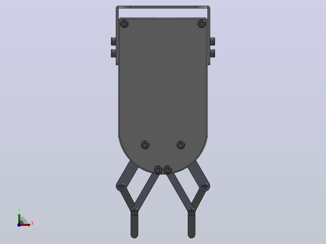 四杆机构夹爪3D图纸+Solidworks设计前视图
