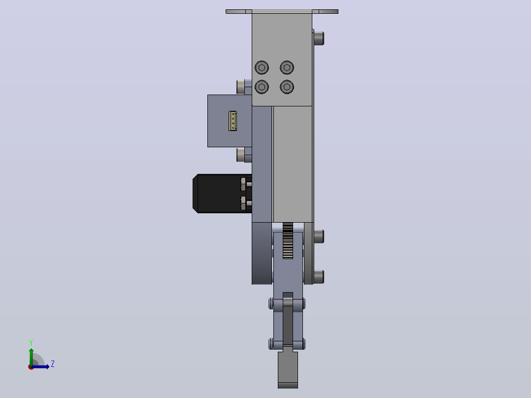 四杆机构夹爪3D图纸+Solidworks设计左视图